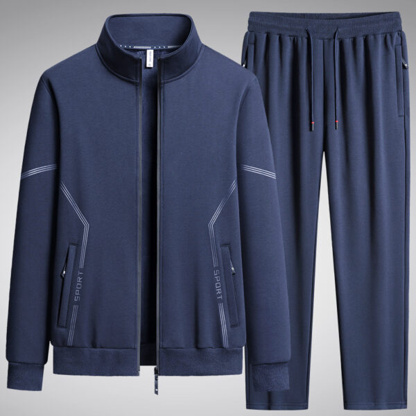 Two-piece Set Fleece-lined Thickened New Stand Collar Men's Leisure Sports Suit - Image 2