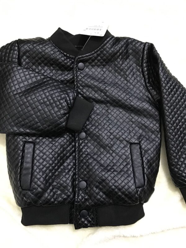 Round Neck Leather Baby PU Leather Jacket Boy Jacket - Image 4