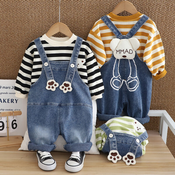 Children's Fashionable Clothes Boys' Striped Two-piece Set