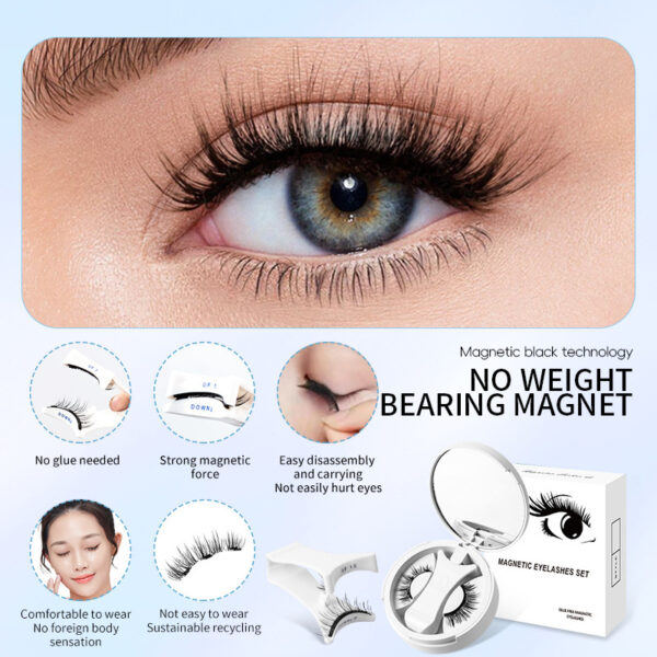 Magnetic False Eyelashes Integrated Storage Box Glue-free Magnet False Eyelashes Natural Makeup Tools With Applicater - Image 5