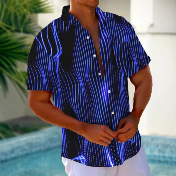 Printed Loose Men's Cardigan Summer Short Sleeve Shirt - Image 4