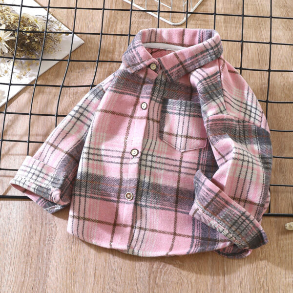 Children's Retro Color Matching Cardigan New Polo Collar Jacket - Image 2