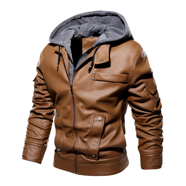 Men's US Size Leather Coat Fashionable Warm - Image 2