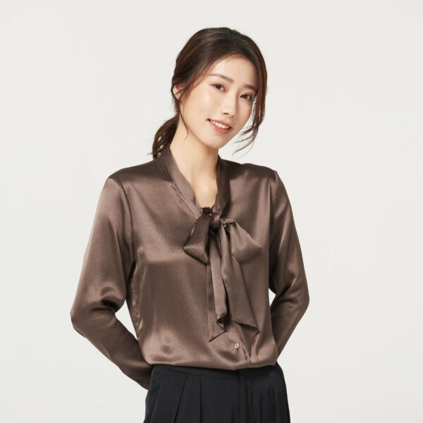 Women's Long Sleeve  Silk Silk Shirt - Image 3