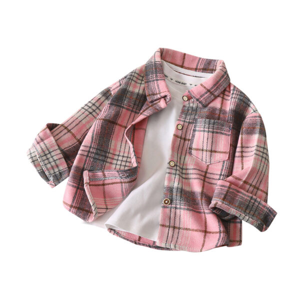 Children's Retro Color Matching Cardigan New Polo Collar Jacket - Image 4